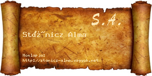 Stánicz Alma névjegykártya